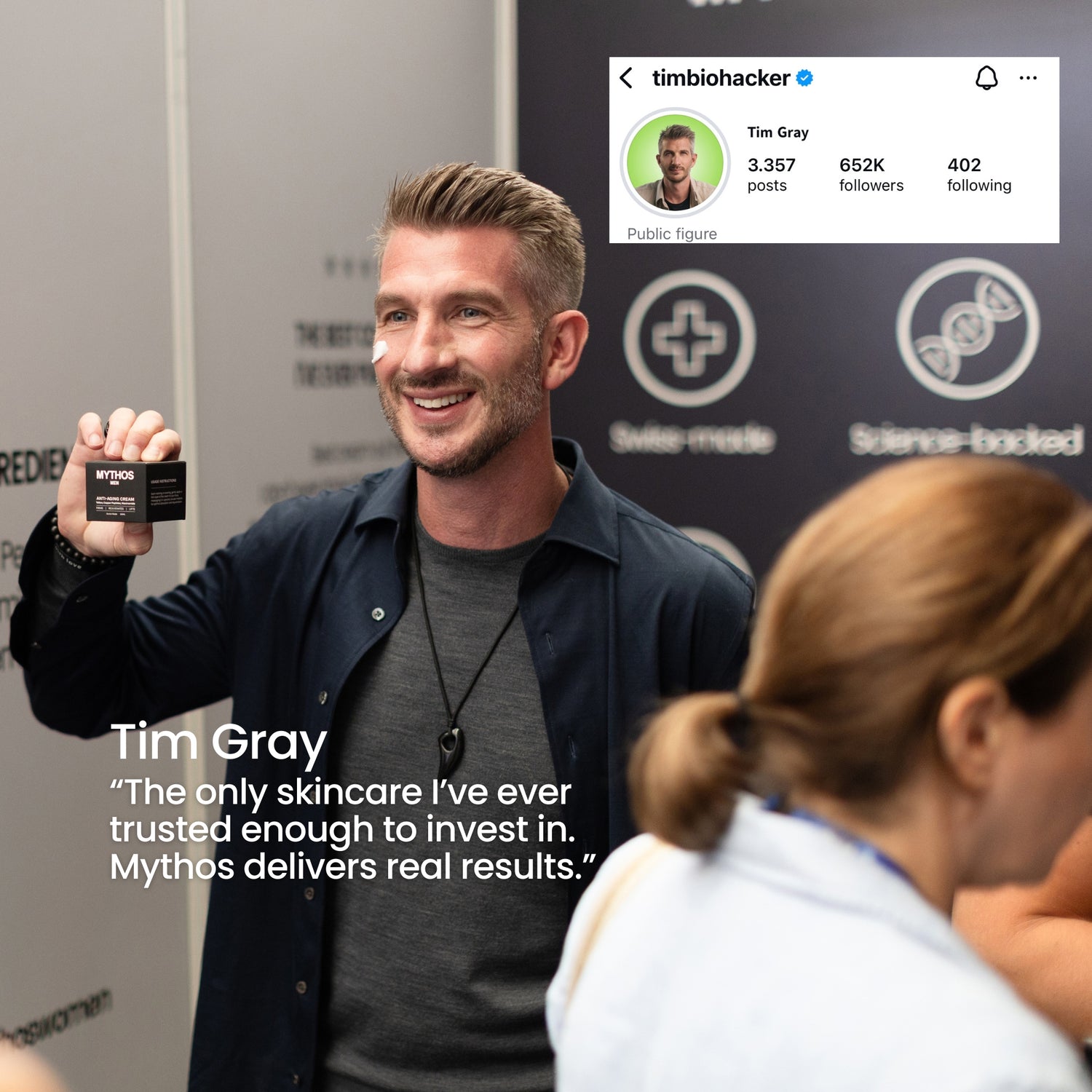 Tim Investec on Mythos skincare — expert endorsement of clean high-performance men&